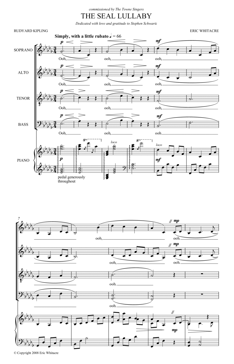 The Seal Lullaby 4-Part scores gallery preview page 1