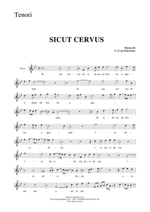 SICUT CERVUS - G.P.L. da Palestrina - Part for TENOR