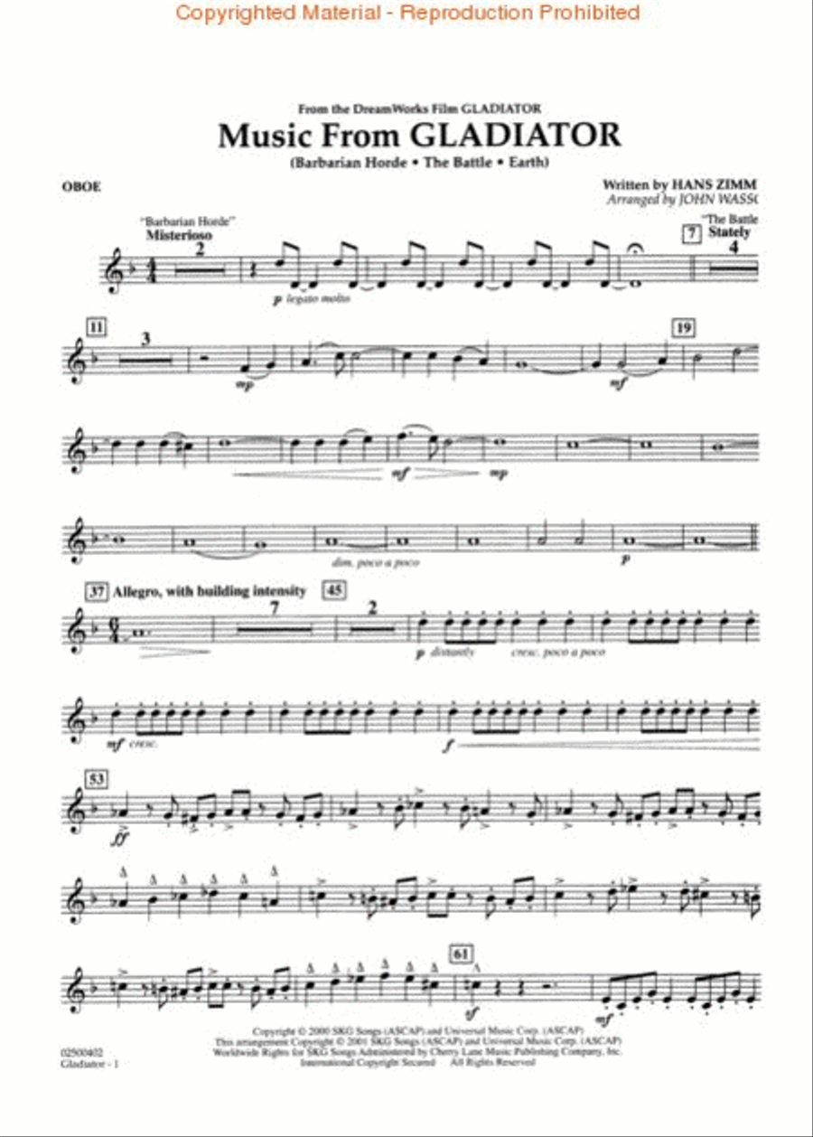 Music from Gladiator Full Orchestra scores gallery preview page 4