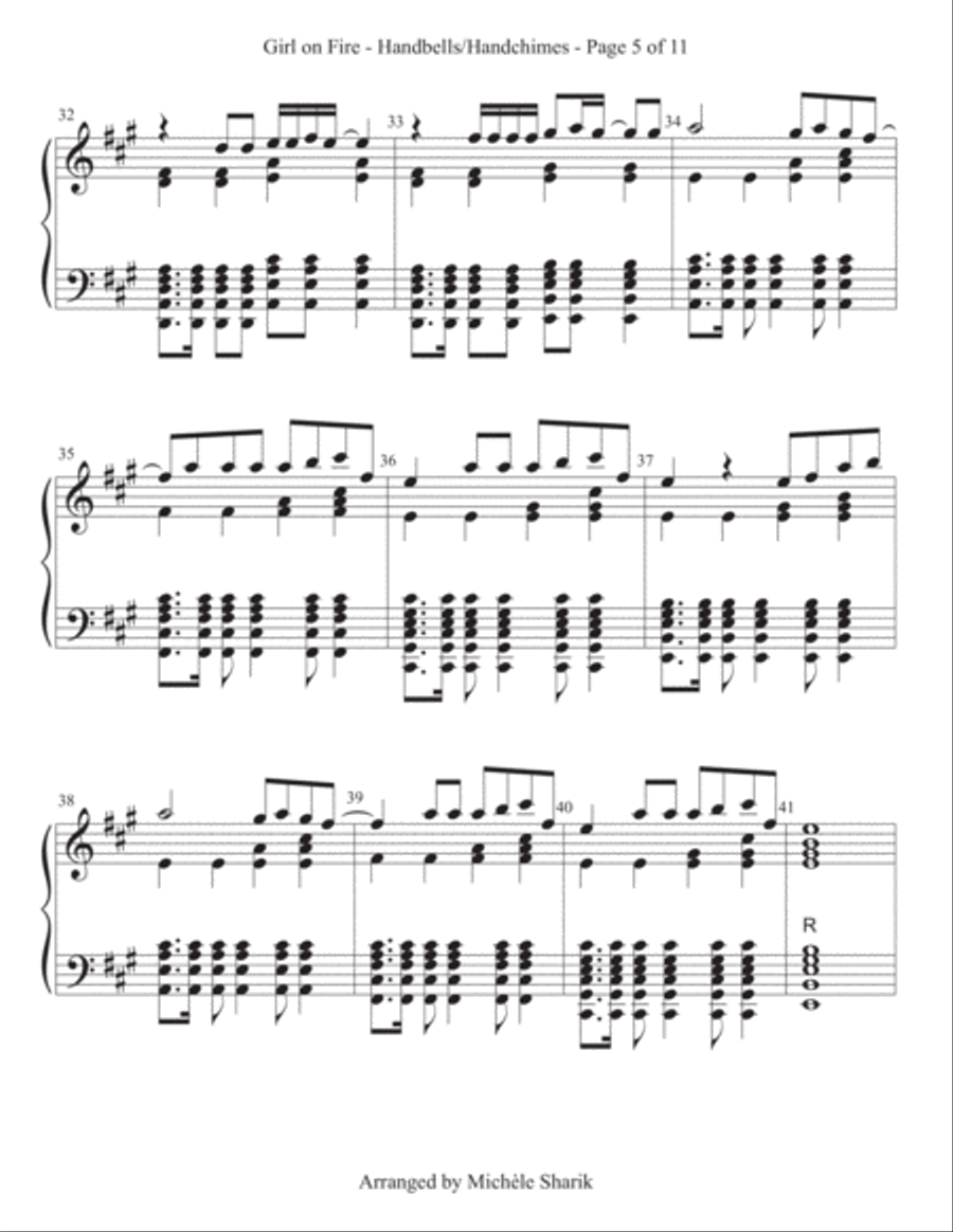 Girl On Fire Handbell Choir scores gallery preview page 5