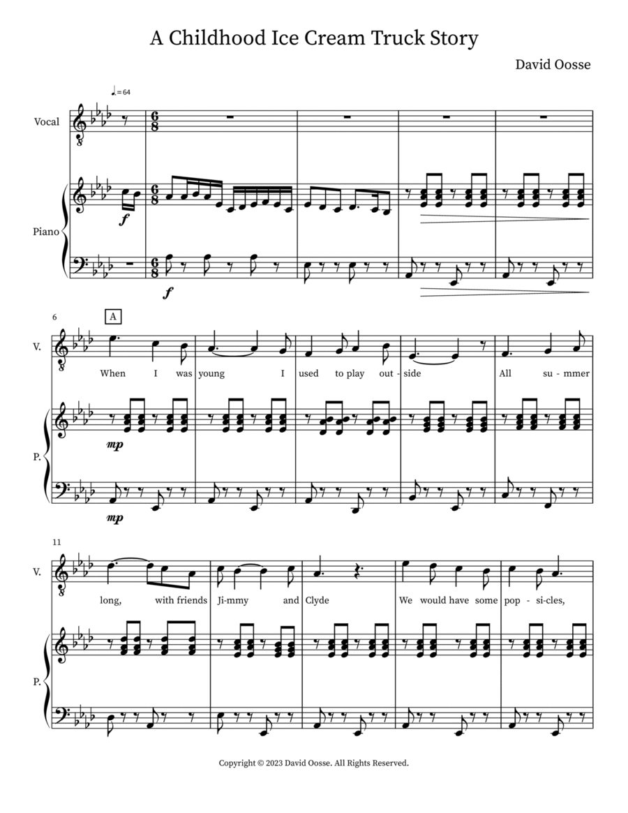 A Childhood Ice Cream Truck Story Piano Duet scores gallery preview page 1