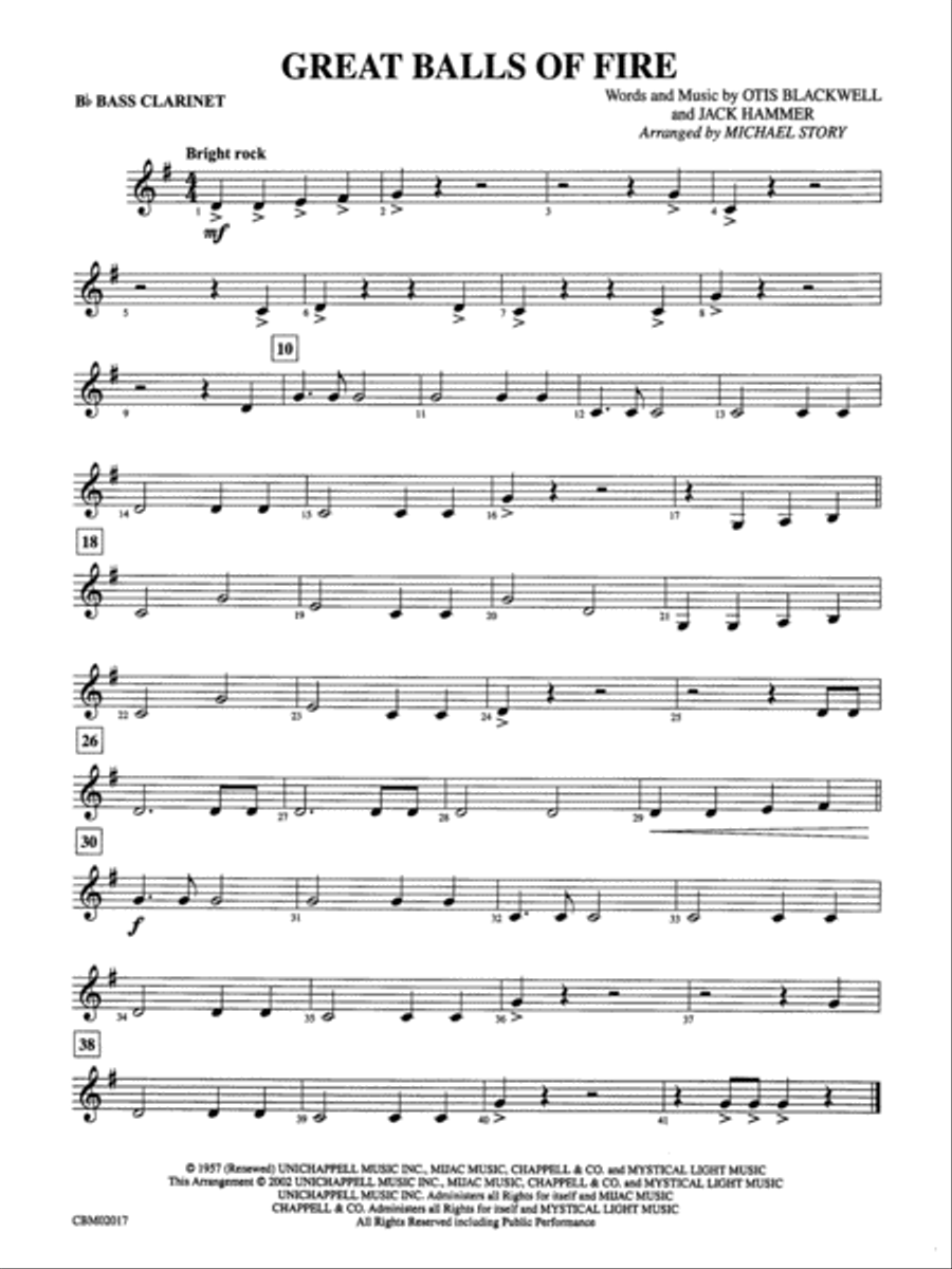 Great Balls of Fire: B-flat Bass Clarinet Concert Band scores gallery preview page 1