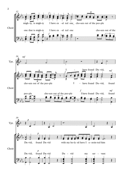 I Have Found David, for SATB choir and Trumpet in Bb image number null