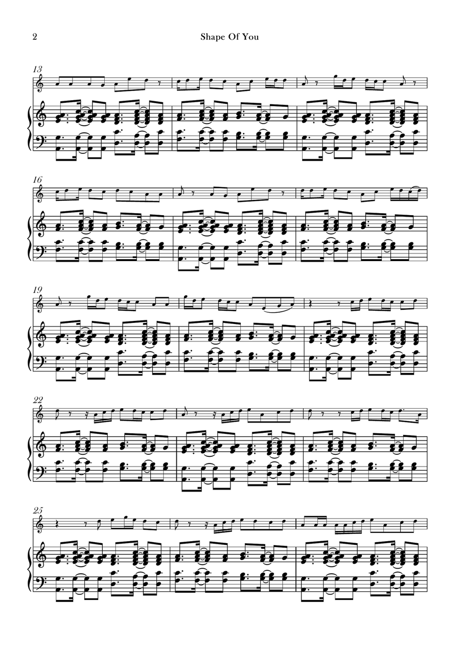 Shape Of You Violin Solo scores gallery preview page 2