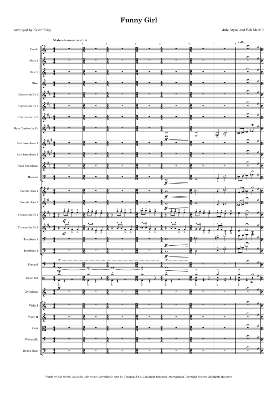 Overture - Funny Girl Full Orchestra scores gallery preview page 1