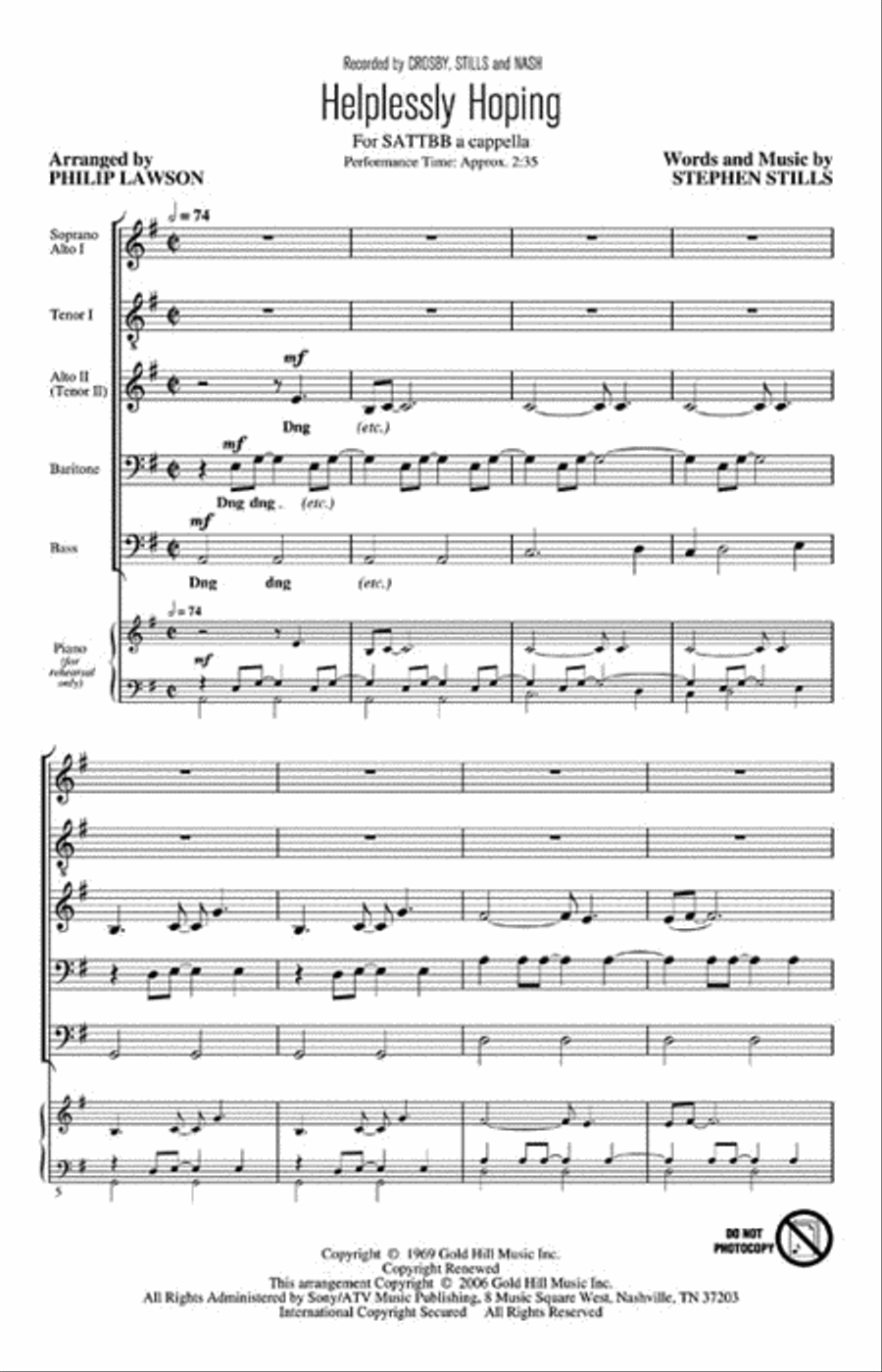 Helplessly Hoping A Cappella scores gallery preview page 2