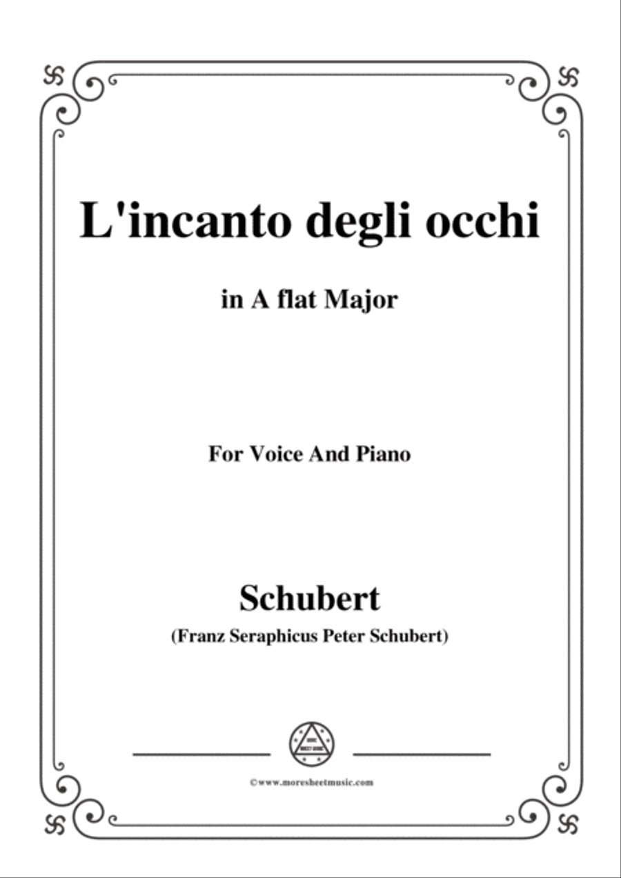 Schubert-L’incanto degli occhi,in A flat Major,Op.83,No.1,for Voice and Piano Voice Solo scores gallery preview page 1