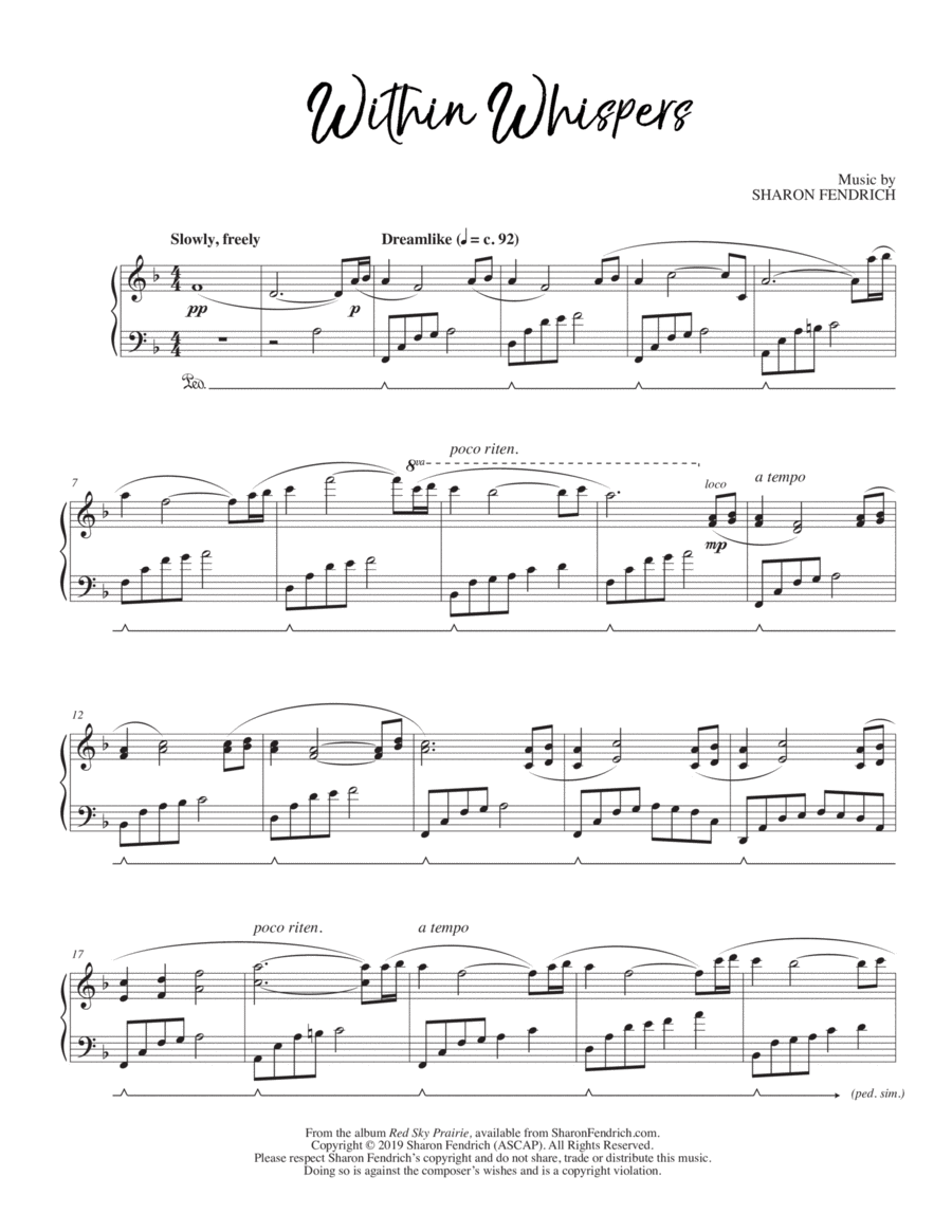Within Whispers Piano Solo scores gallery preview page 1