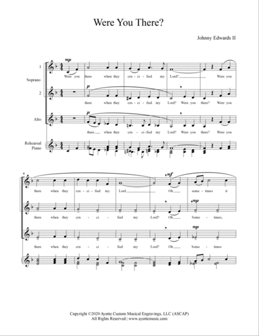 Were You There - traditional spiritual for SSA treble chorus SSA scores gallery preview page 2