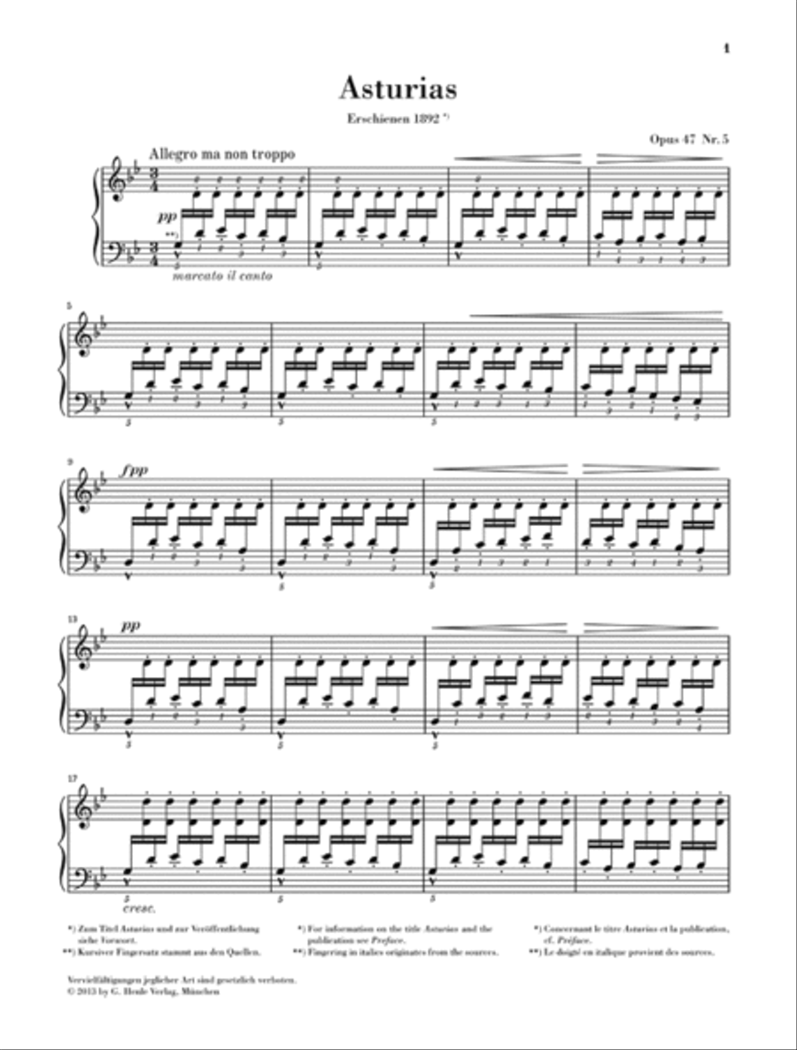 Isaac Albéniz – Asturias Piano Solo scores gallery preview page 2