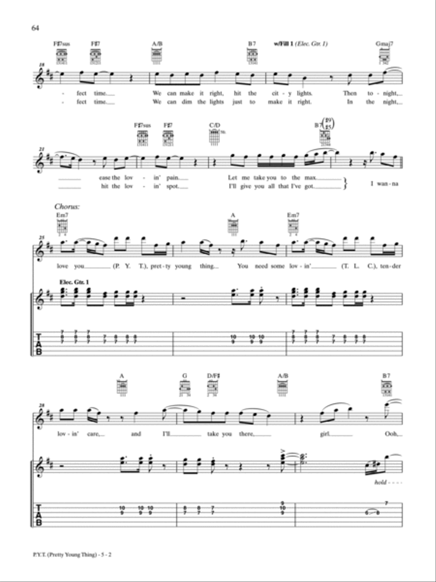 P.Y.T. (Pretty Young Thing) Guitar Tablature scores gallery preview page 2
