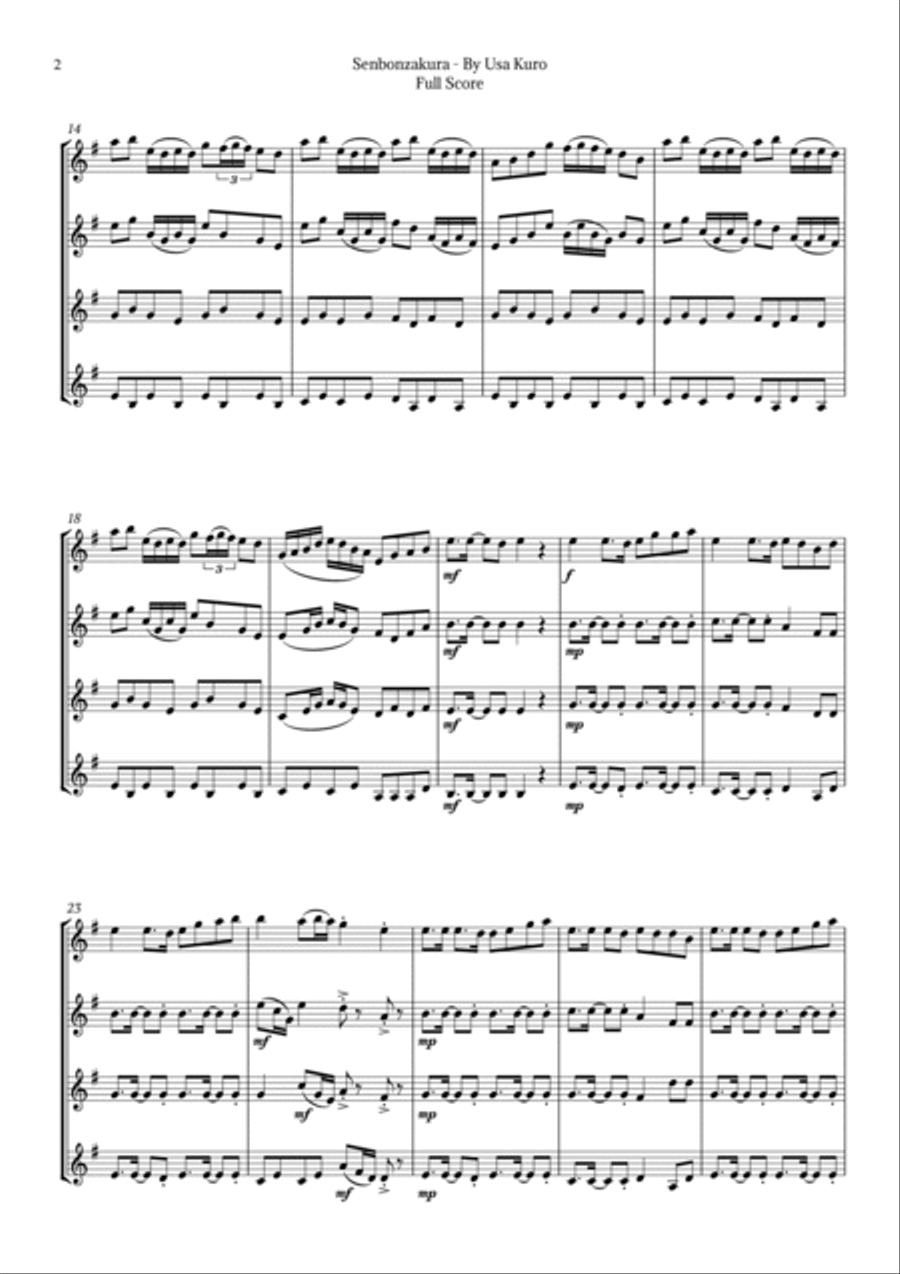 Senbonzakura Brass Quartet scores gallery preview page 2