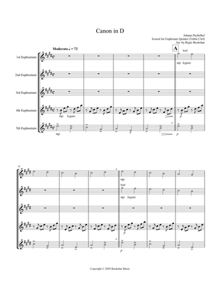 Canon in D (Pachelbel) (D) (Euphonium Quintet - Treble Clef)