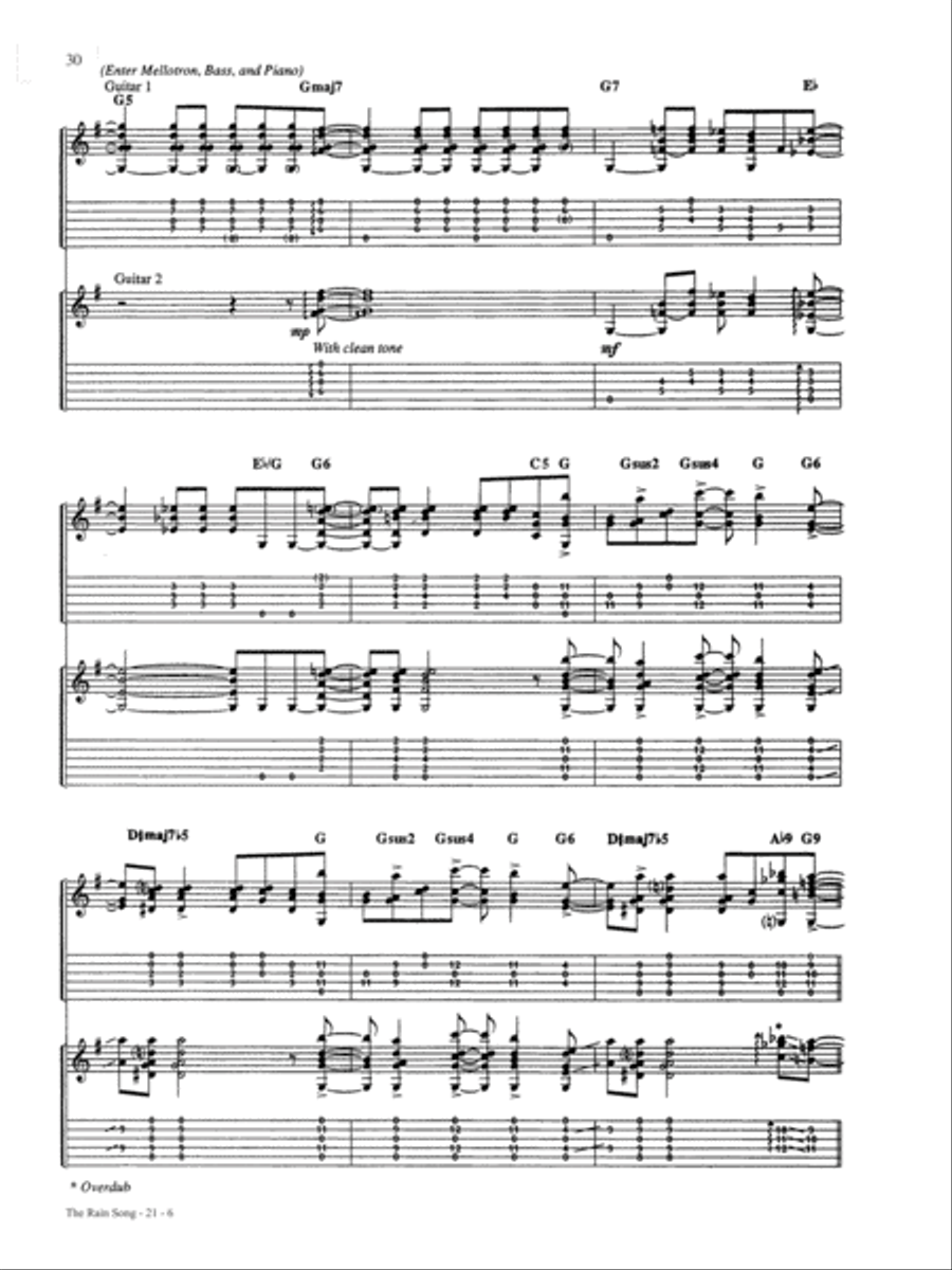 The Rain Song Guitar Tablature scores gallery preview page 6
