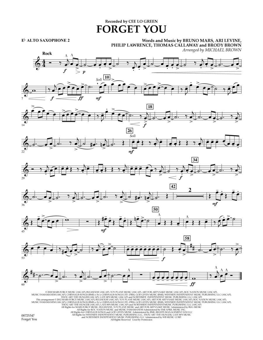 Forget You - Eb Alto Saxophone 2 Concert Band scores gallery preview page 1