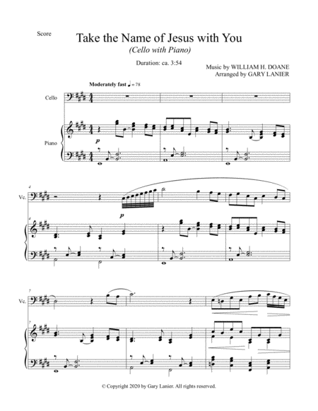 TAKE THE NAME OF JESUS WITH YOU (for Cello and Piano with Score/Part) image number null