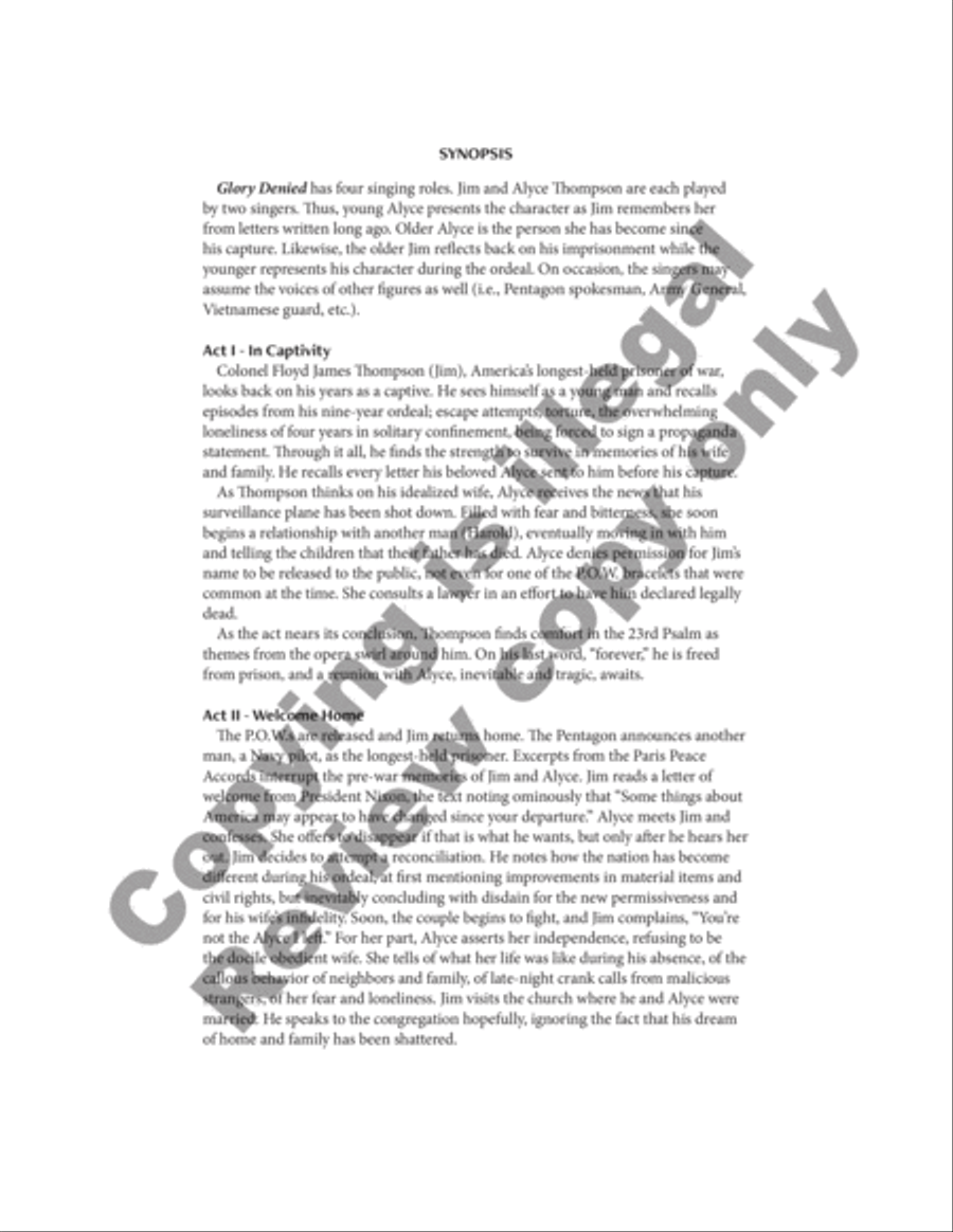 Glory Denied (Piano/Vocal Score) Glory Denied (Piano/Vocal Score) Bassoon scores gallery preview page 6