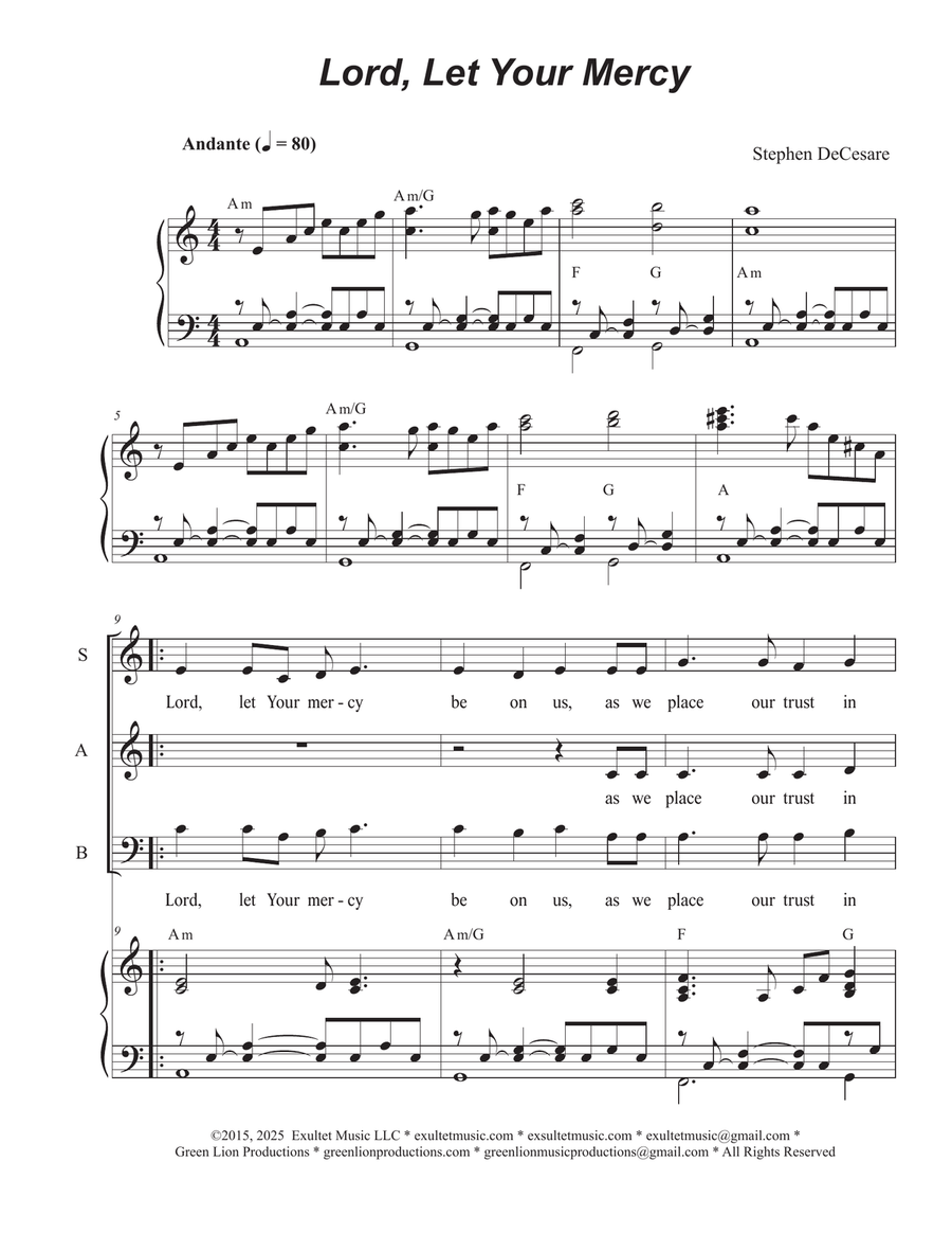 Lord, Let Your Mercy (Vocal Trio - (SAB) 3-Part scores gallery preview page 1
