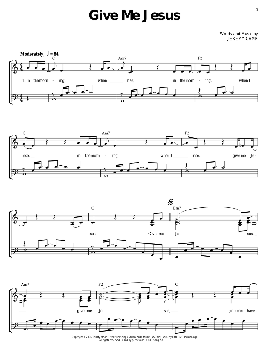 Give Me Jesus Give Me Jesus Piano, Vocal, Guitar scores gallery preview page 1