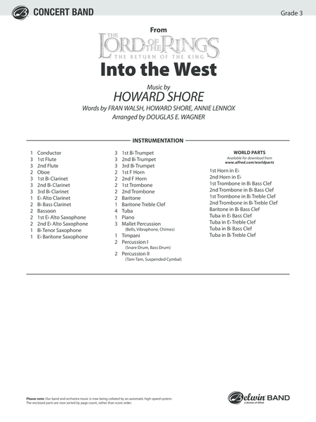 Into the West (from The Lord of the Rings: The Return of the King) by Howard Shore Concert Band - Sheet Music