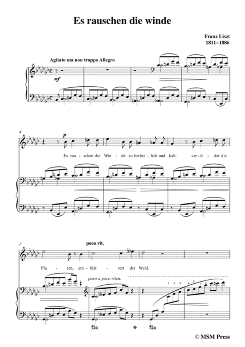 Liszt-Es rauschen die winde in G flat Major,for Voice and Piano image number null
