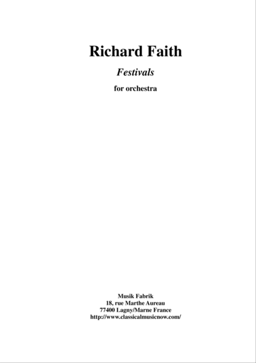 Richard Faith: Festivals for Orchestra, full score Full Orchestra scores gallery preview page 1