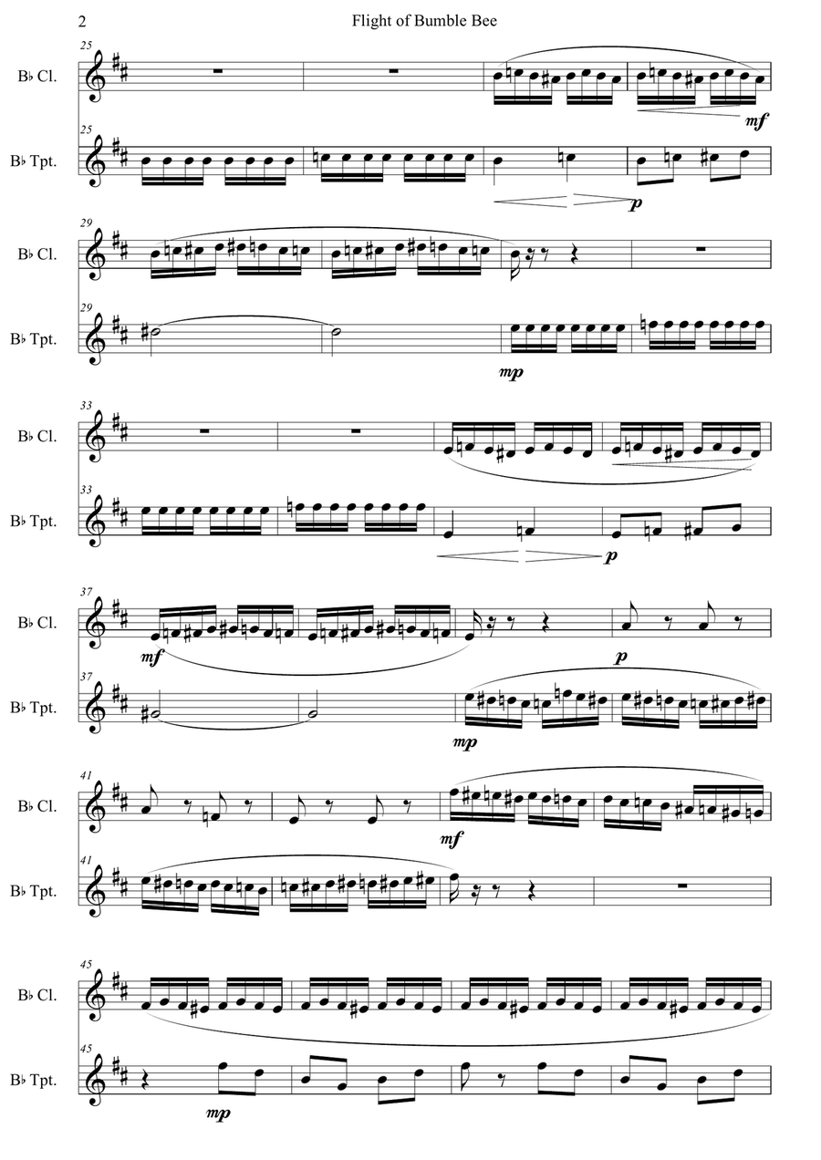 Flight of the Bumblebee Clarinet scores gallery preview page 2