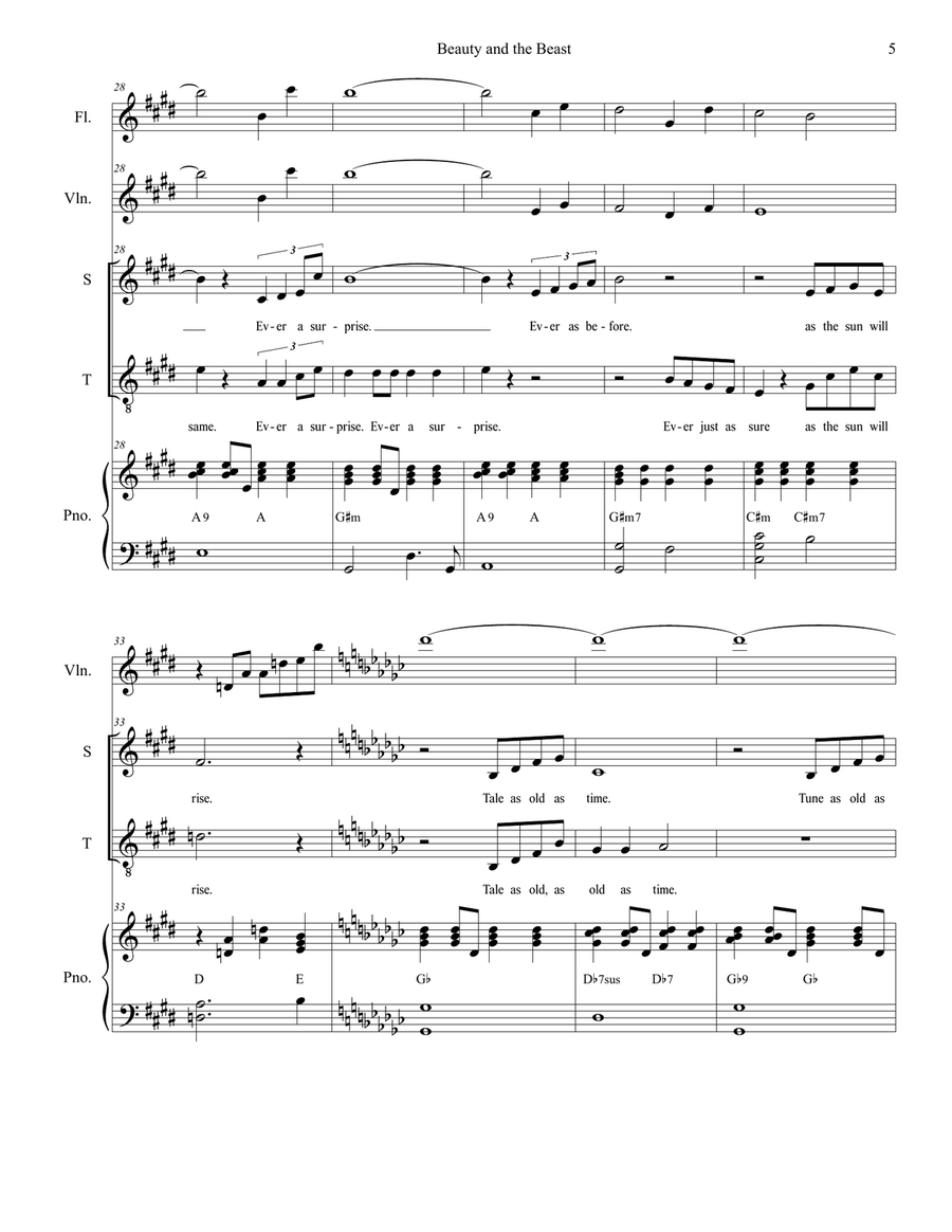 Beauty And The Beast Tenor Voice scores gallery preview page 5