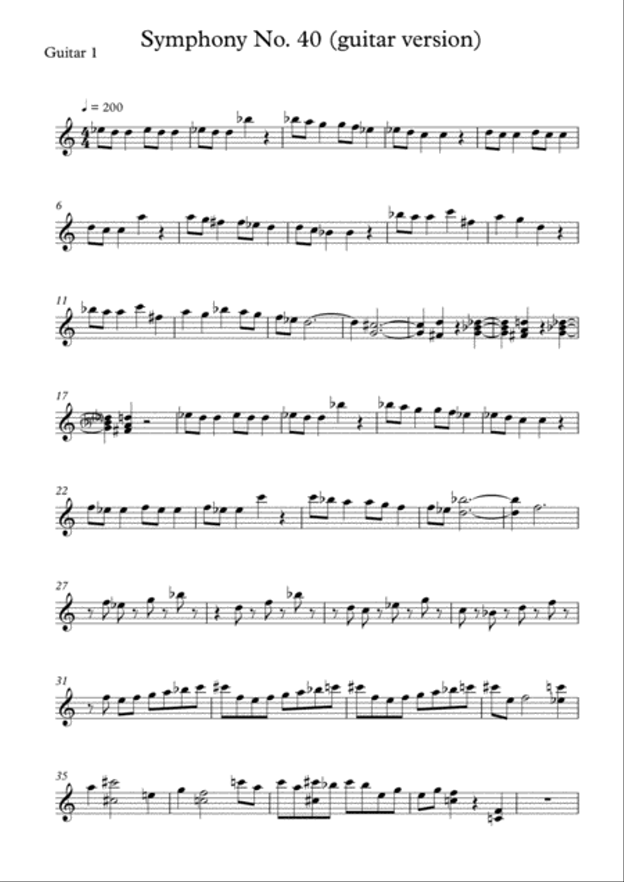 Symphony No. 40 for guitar Acoustic Guitar scores gallery preview page 1