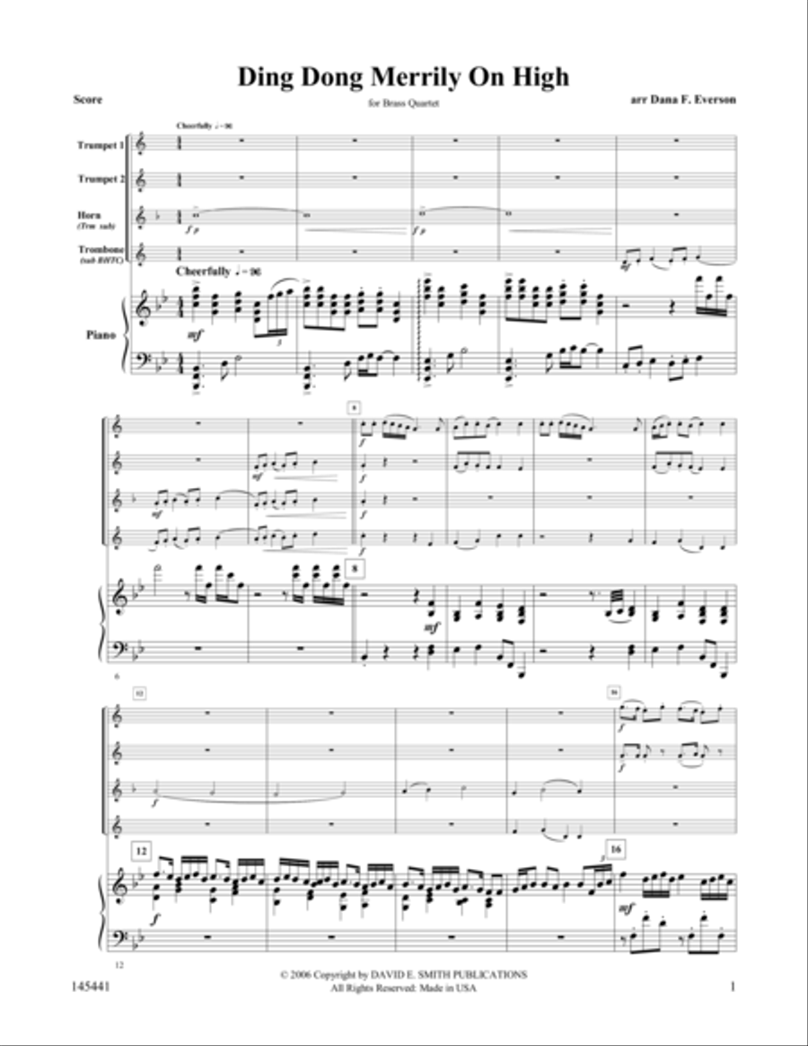 Ding Dong Merrily On High Brass Quartet scores gallery preview page 1