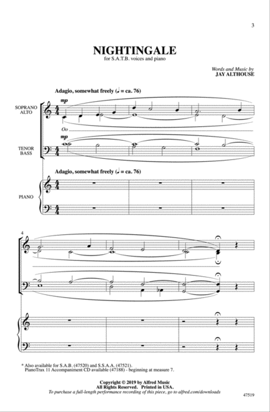 Nightingale Choir scores gallery preview page 1