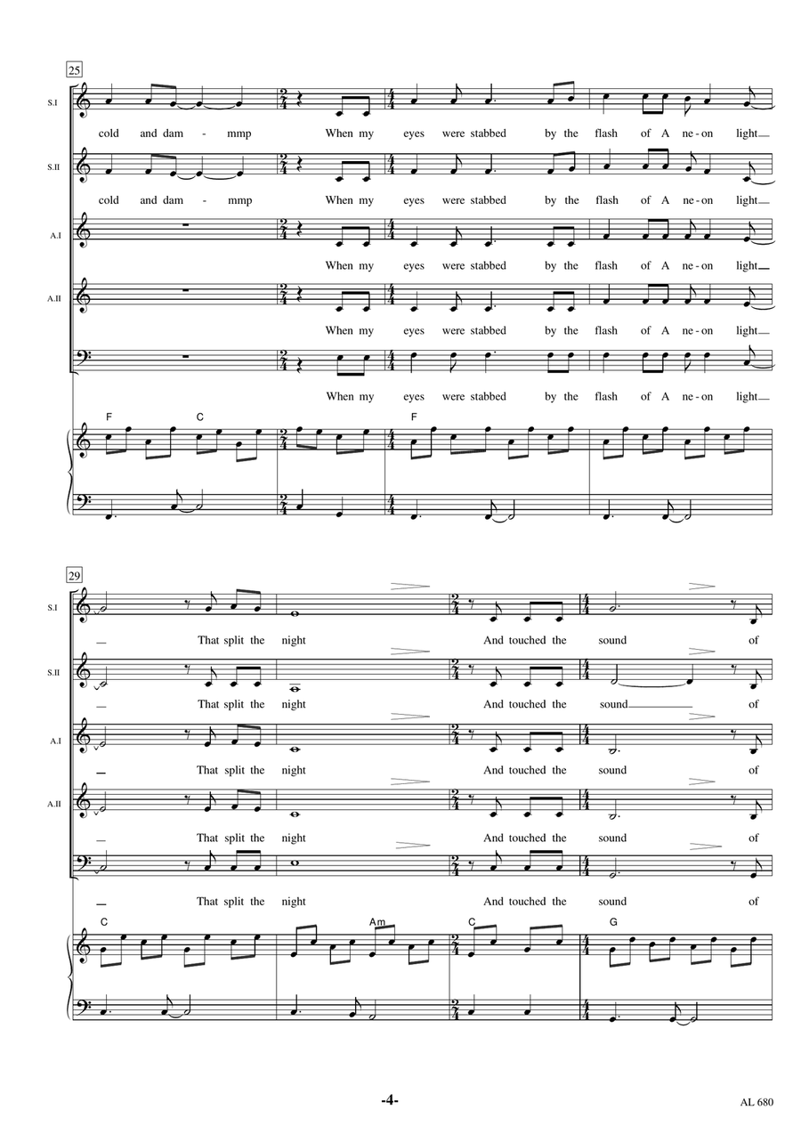 The Sound Of Silence Choir scores gallery preview page 4