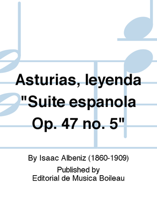Book cover for Asturias, leyenda "Suite espanola Op. 47 no. 5"