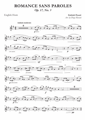 Romances Sans Paroles Op. 17, No. 3 for English Horn and Piano