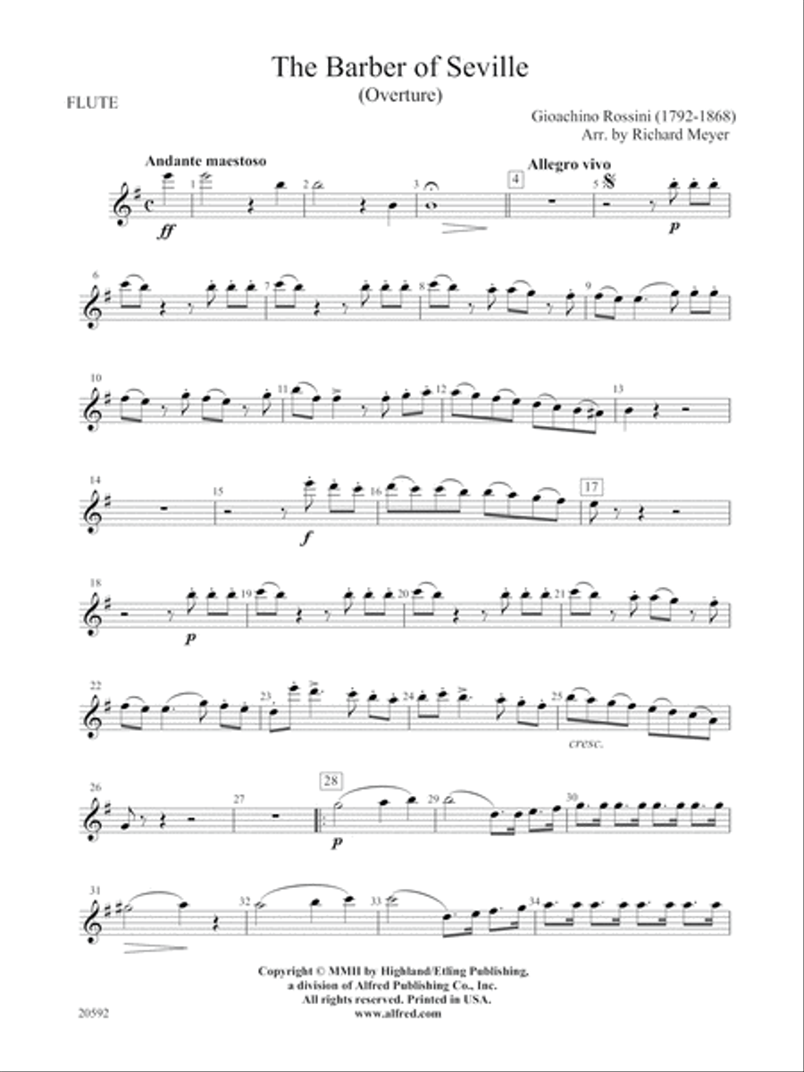 The Barber of Seville (Overture): Flute Full Orchestra scores gallery preview page 1