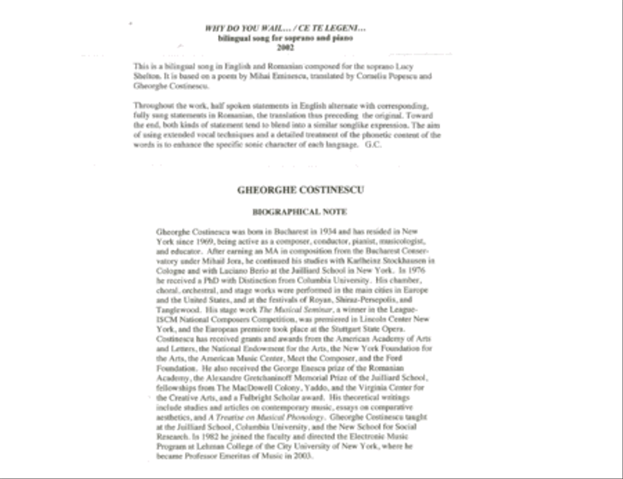 [Costinescu] Why do you Wail.../Ce te legeni Soprano Voice scores gallery preview page 3