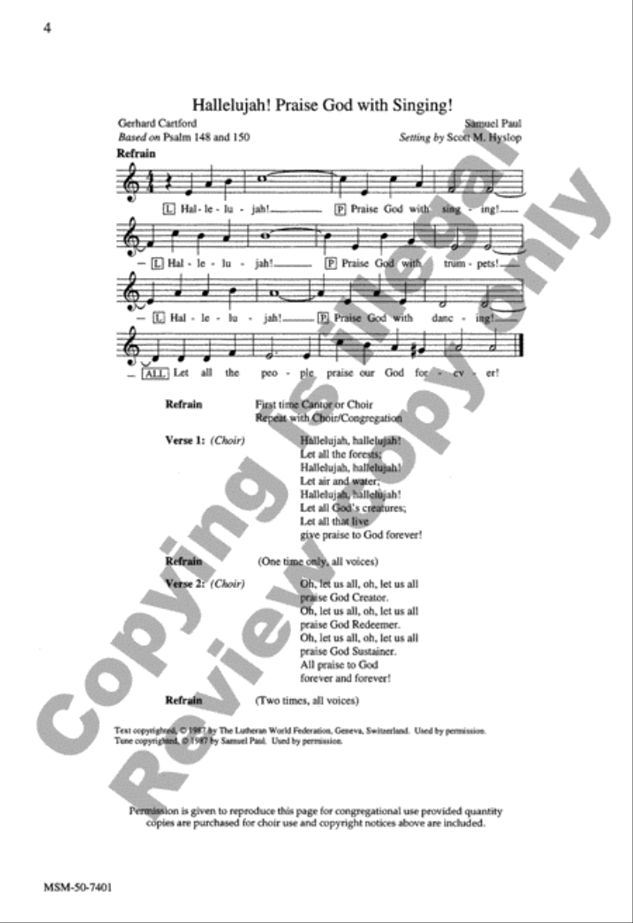 Hallelujah! Praise God with Singing Unison Choir scores gallery preview page 4