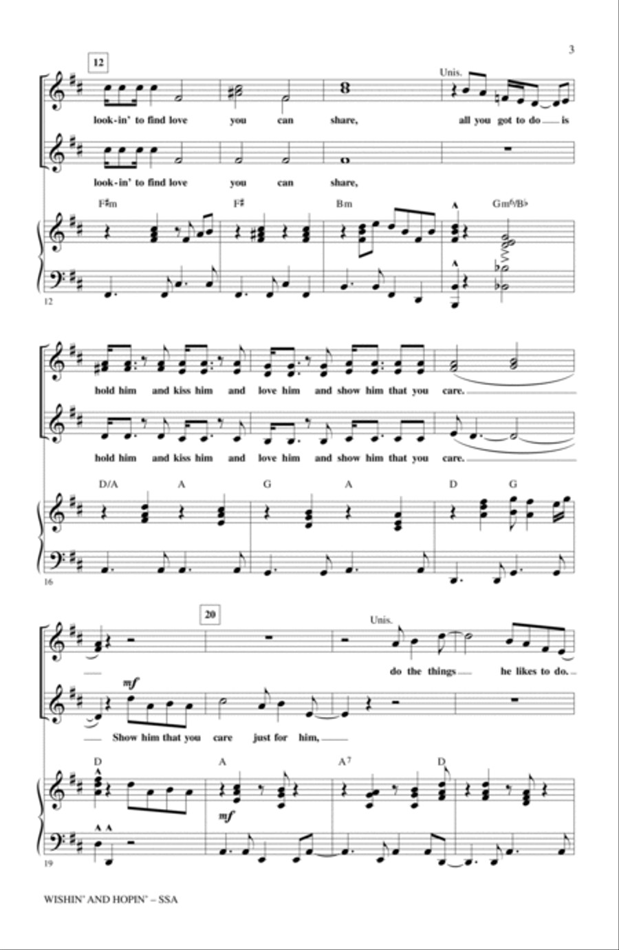 Wishin' And Hopin' (arr. Mac Huff) SSA scores gallery preview page 2