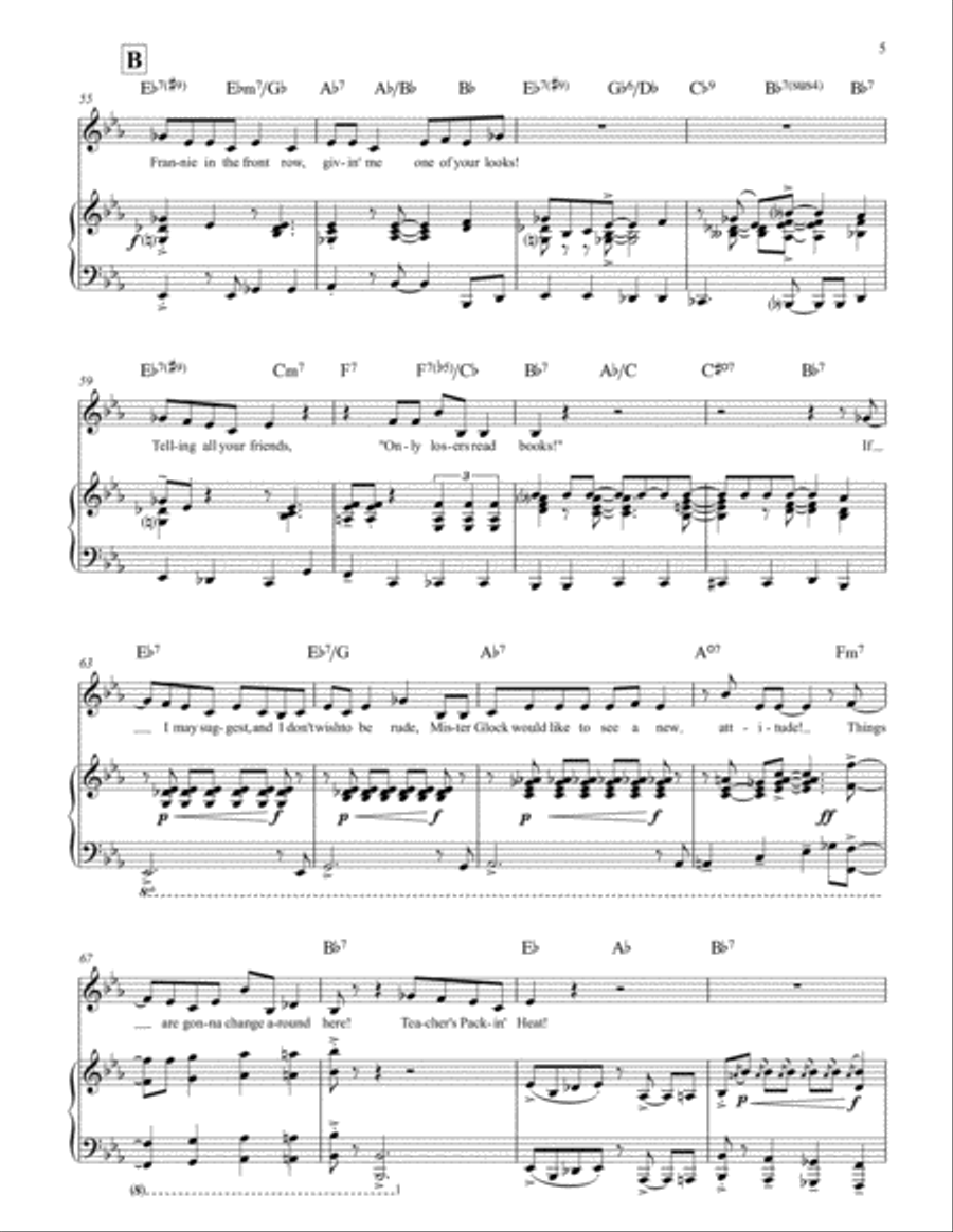 Teacher's Packin' Heat (Key: E-flat major) Voice scores gallery preview page 5