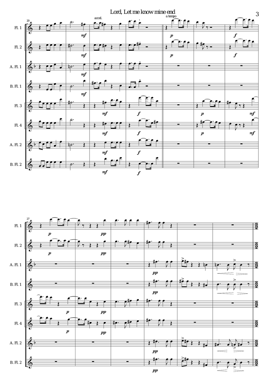 Lord, let me know mine end for flute octet or flute choir Flute Choir scores gallery preview page 3
