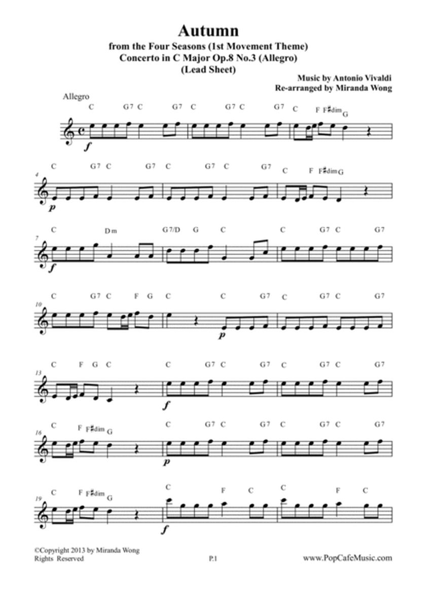 Autumn from Four Seasons - Lead Sheet in C