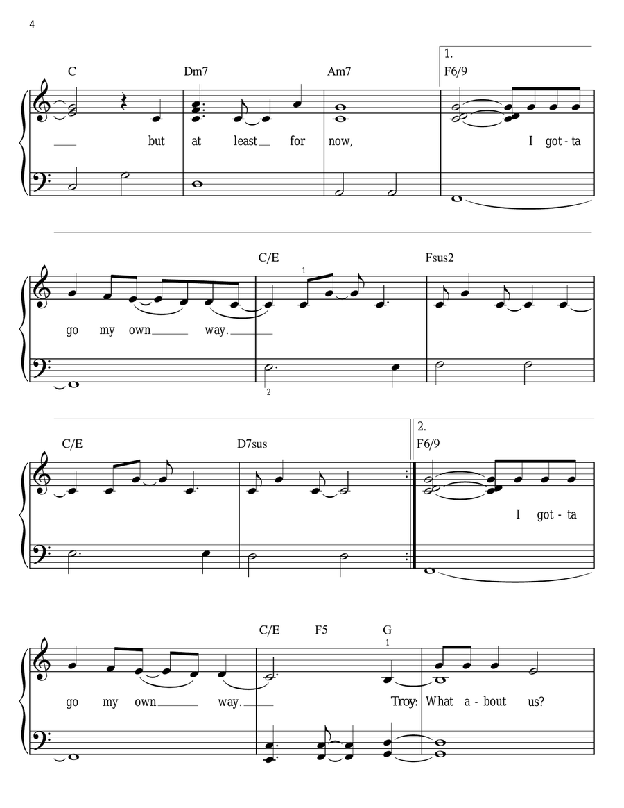 Gotta Go My Own Way Easy Piano scores gallery preview page 4