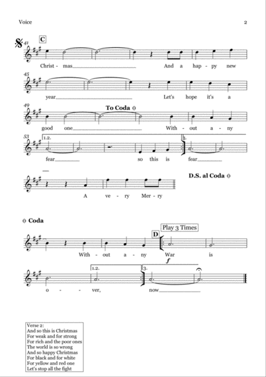 Happy Xmas (War Is Over) Choir scores gallery preview page 3