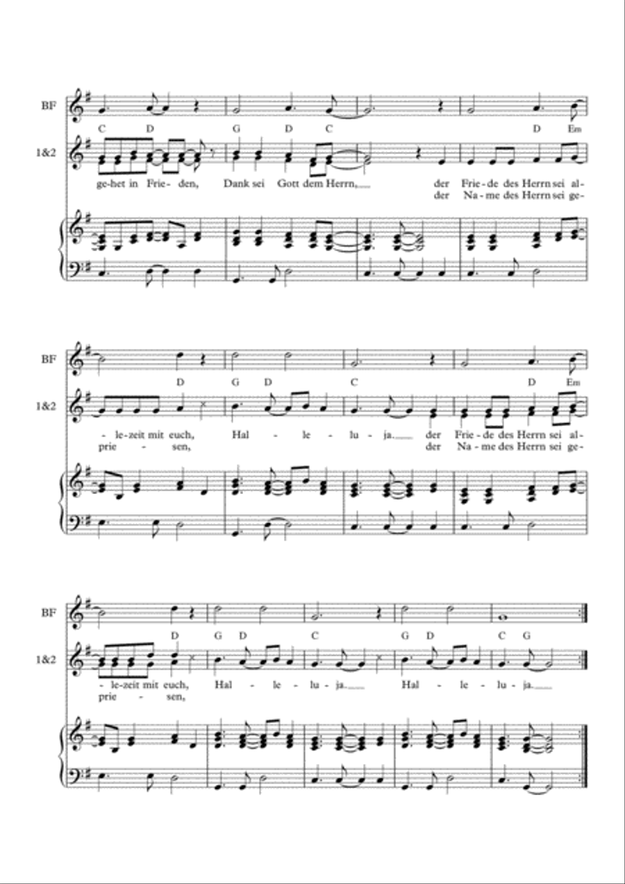 Gehet in Frieden - Schlusslied für Kinderchor (Final song for children's choir) SA scores gallery preview page 3