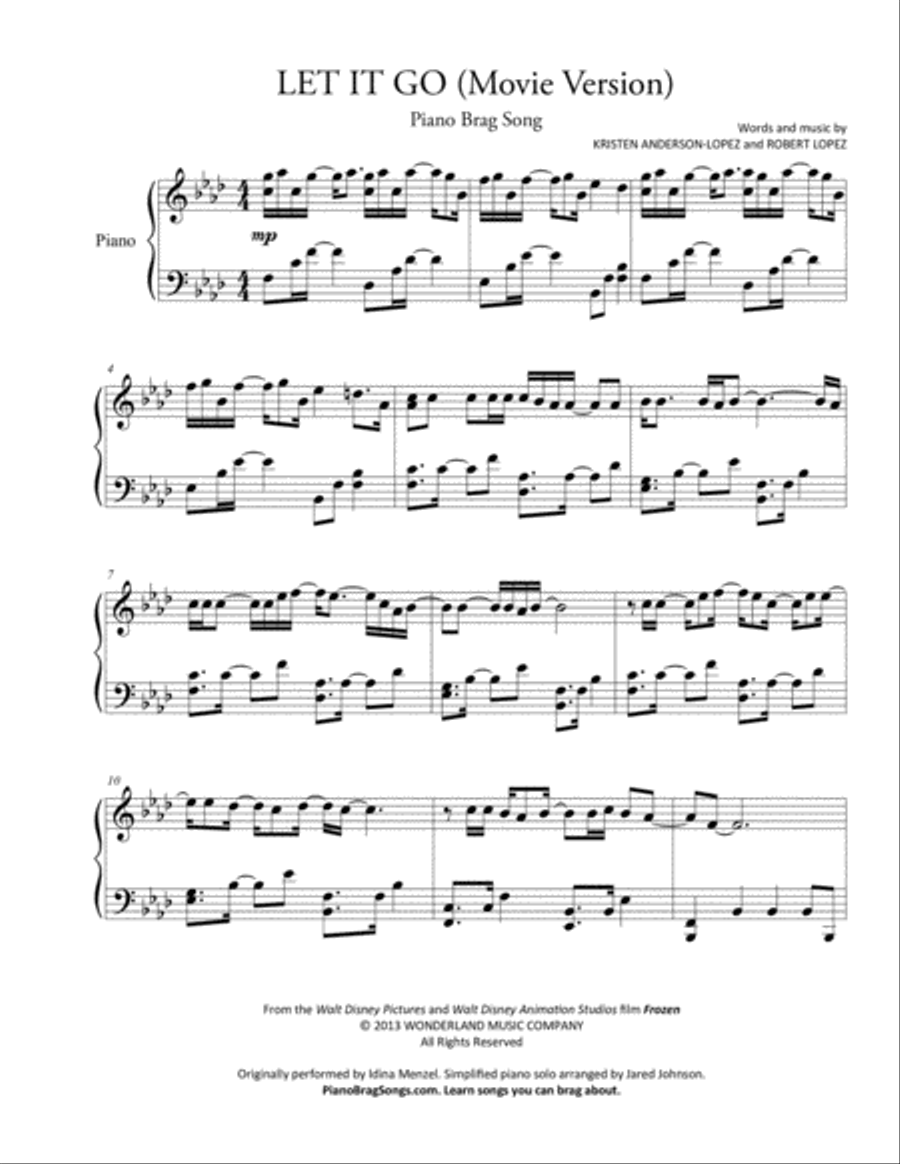 Let it clearance go piano
