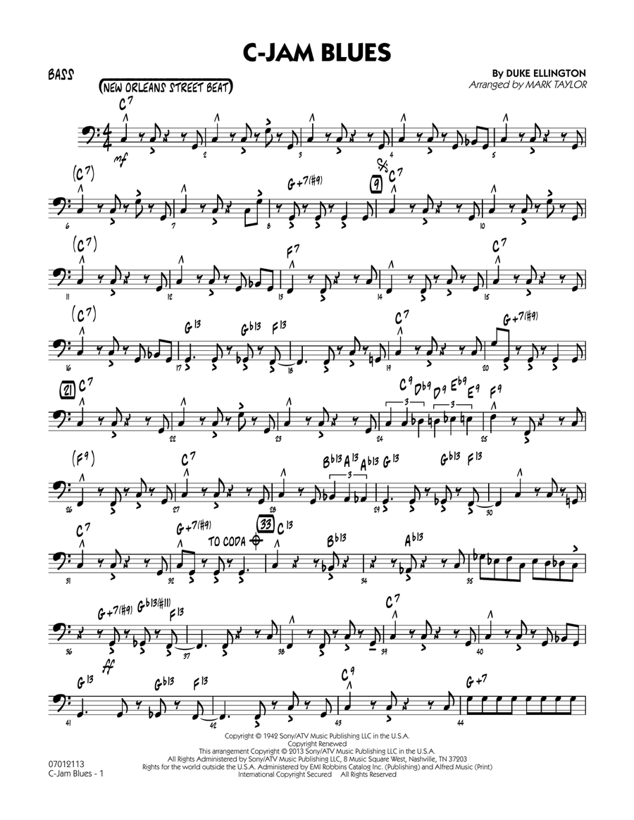 C-Jam Blues (arr. Mark Taylor) - Bass Jazz Ensemble scores gallery preview page 1