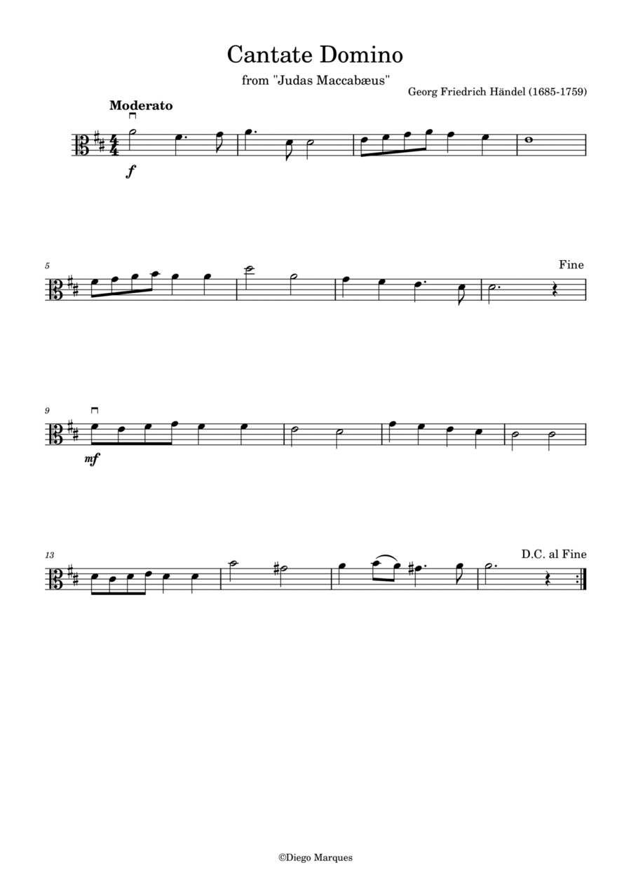 Cantate Domino in D Viola Solo scores gallery preview page 1