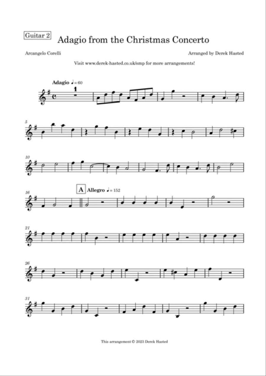 Adagio from Corelli's Christmas Concerto - for 3 guitars or large ensemble Large Ensemble scores gallery preview page 6