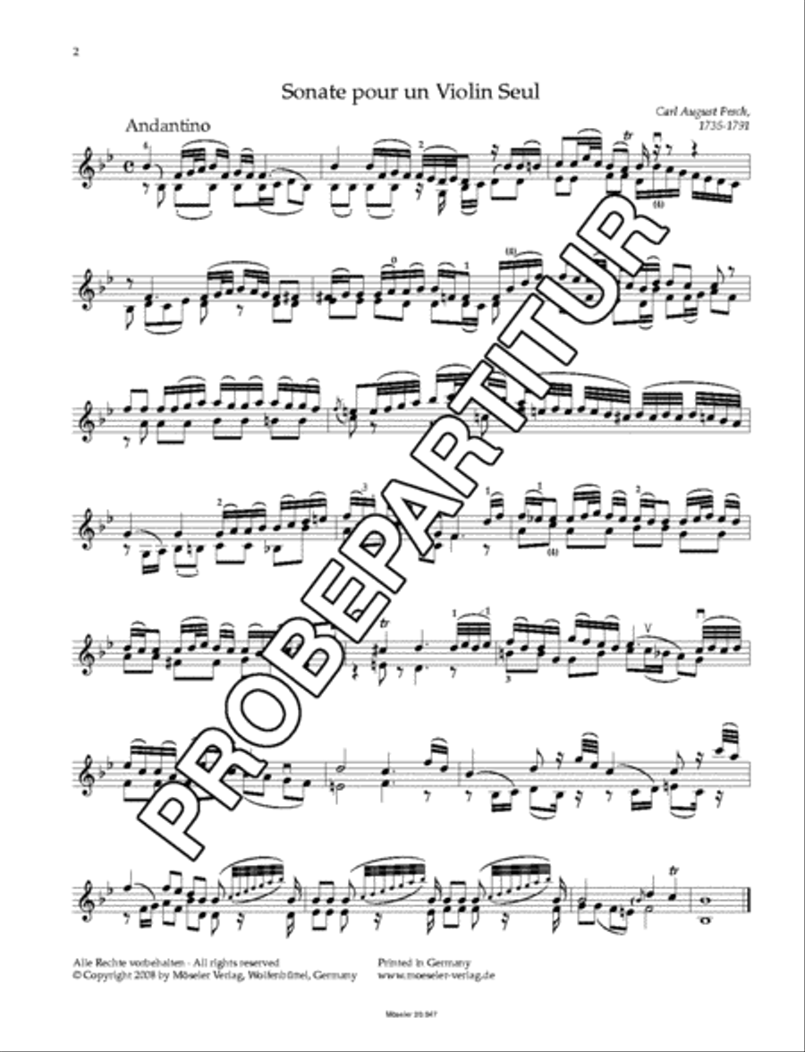Sonata B-flat major Violin Solo scores gallery preview page 3