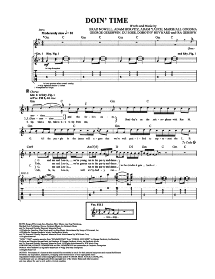 Doin' Time Electric Guitar scores gallery preview page 1